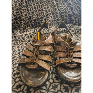 Men's Unbranded Brown‎ & Black Leather Sandals Size 10